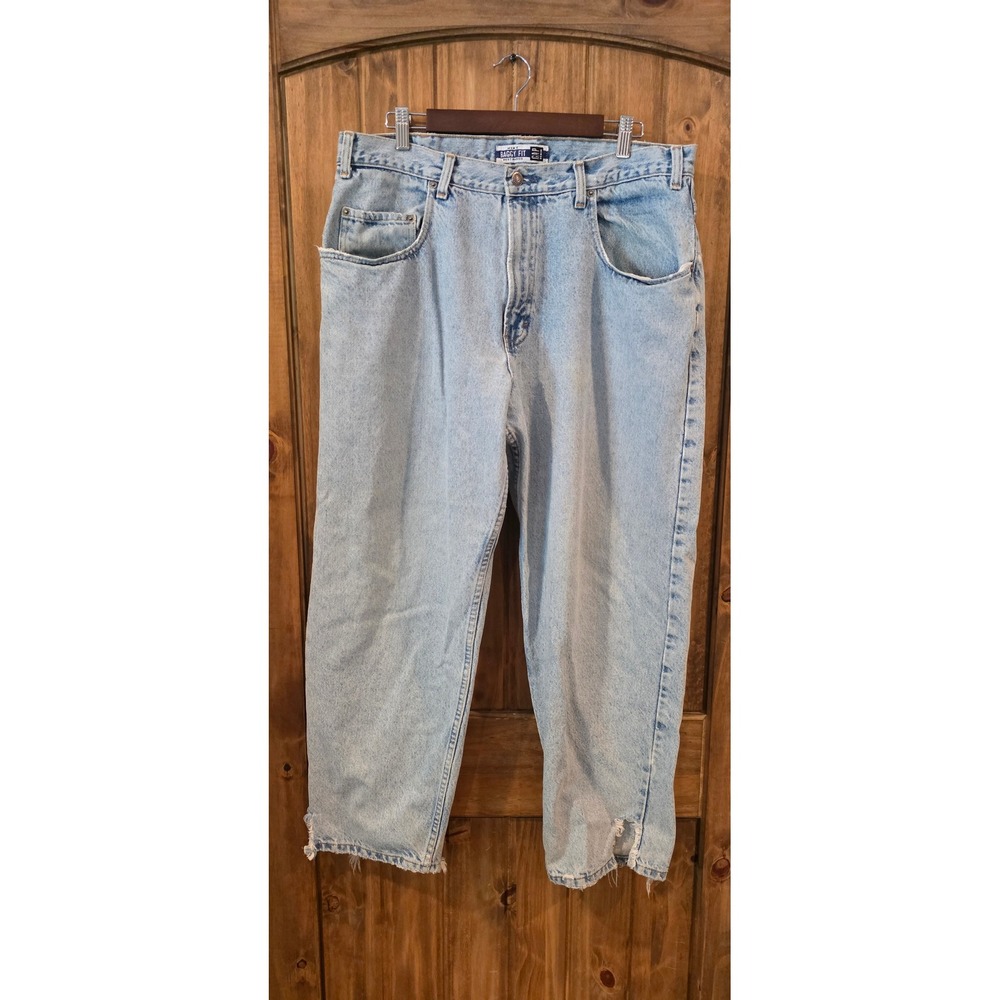 Gap Baggy Fit Jeans Mens 38x30 Light Wash Fair Vintage 90s Made in USA Distresse